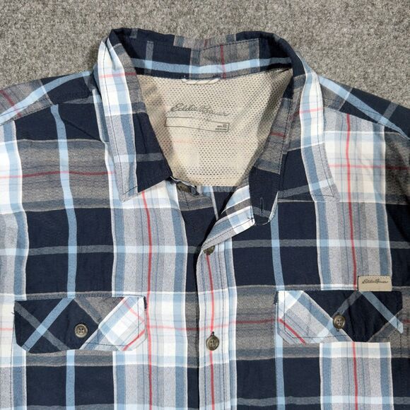Eddie Bauer Other - Eddie Bauer Plaid Short Sleeve Buttom Blue Red White Outdoor Shirt Men's XL